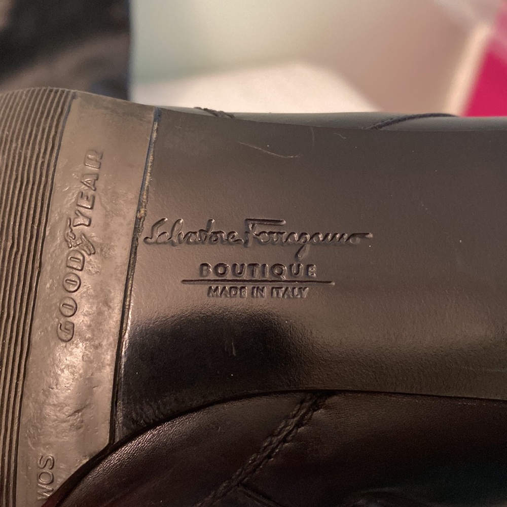 Salvatore Ferragamo Black Leather Mid-Calf Heeled Boots 8.5 - Picture 13 of 16